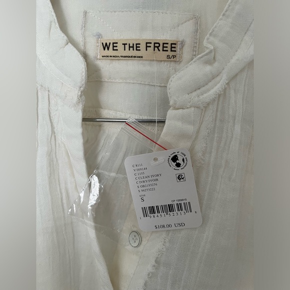NWT FREE PEOPLE WE THE FREE Valley Double Cloth Shirt In Clean Ivory MSRP $108 - Picture 9 of 11